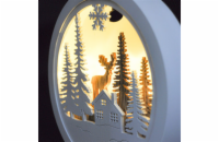 Solight LED dekorace závěsná, les a jelen, bílá a hnědá, 2x AAA - 1V223-A