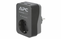 APC Essential SurgeArrest, 1 zásuvka, 2 USB nabíjecí konektory, černá, SCHUKO