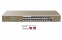 Tenda TEF1226P Tenda TEF1126P-24-410W PoE AF / AT switch - 24x PoE 100 Mb/s + 2x Uplink 1Gb/s RJ45/SFP,PoE+ 370W