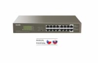 Tenda TEG1116P-16-150W PoE AT Gigabit switch 16x 1Gb/s s PoE 802.3af/at, PoE+ 135W, Rack, Fanless