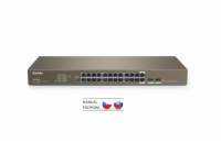 Tenda TEG1024F 24x Gigabit s SFP, 22x RJ45 + 2x SFP / RJ45, Fanless - bez ventilátorů, Rack , 6kV