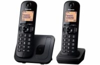 Panasonic KX-TGC212FXB, bezdrát. telefon, 2 sluchátka, černý
