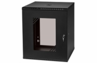 LEXI-Net 19" nástěnný rozvaděč Basic 12U 520x450, skleněné dveře, bez zad, rozložený, černý
