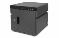 DIGITUS Nabíjecí stolní skříň, 10 nabíjecích základen pro tablety, černá 345 x 360 x 370 mm, vč. USB, ventilátor