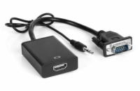 XtendLan Konvertor VGA (M) na HDMI (F), s audio propojením (jack 3,5mm), napájení přes USB micro (B), do 1080p