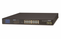Planet GSW-1820VHP PoE switch, 16x1Gb + 2xSFP 1Gb, LCD, VLAN, extend mód 10Mb-250m, 802.3at 30/300W