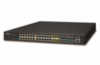 Planet SGS-6341-24P4X L3 switch, 24x1Gb, 4x1Gb SFP, 4x10Gb SFP+, 24x PoE 802.3at 370W, HW/IP stack, VSF/Cluster