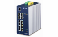 Planet IGS-12040MT L3 switch, 8x1Gb, 2x1Gb SFP, 2x2.5Gb SFP, dual 12-72VDC, -40~75°C, IP30