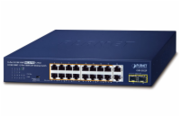 Planet PoE switch 18x1Gb + 2xSFP 1Gb, 16x PoE 802.3at 30/185W, VLAN, extend mód 10Mb-250m