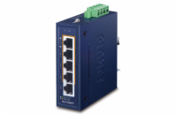 Planet IGS-504PT Průmyslový PoE switch, 5x1Gb, 4x PoE 802.3at 120W, -40až75°C, dual 48-54VDC, IP30, fanless