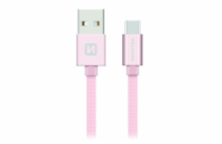 Swissten Datový Kabel Textile Usb / Usb-C 2,0 M Růžovo/Zlatý