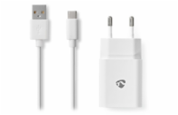 NEDIS síťová nabíječka/ USB-C/ 2.4 A/ 5.0 VDC/ rychlé nabíjení/ bílá/ kabel 1m