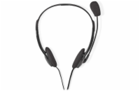 NEDIS headset CHST100BK/ drátová sluchátka + mikrofon/ 2x 3,5 mm jack/ kabel 2 m/ černý