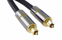 Optický audio kabel Toslink, OD:7mm, Gold-metal design + Nylon 0,5m