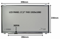 LCD PANEL 17,3" FHD 1920x1080 30PIN MATNÝ IPS / ÚCHYTY NAHOŘE A DOLE