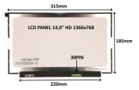 SIL LCD PANEL 14,0" HD 1366x768 30PIN MATNÝ / BEZ ÚCHYTŮ 77042123 LCD PANEL 14,0" HD 1366x768 30PIN MATNÝ / BEZ ÚCHYTŮ