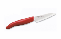 KYOCERA keramický nůž s bílou čepelí/ 7,5 cm dlouhá čepel/ červená plastová rukojeť