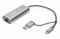 DIGITUS USB Type-C™ Gigabit Ethernet Adapter 2.5G, USB-C™ + USB A (USB3.1/3.0)