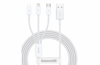 Baseus CAMLTYS-02 Superior Fast Charging Datový Kabel 3v1 USB-C, Lightning, MicroUSB 1.5m White