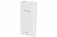 CANYON powerbanka PB-2001, 20000mAh Li-poly, Input 5V/2A microUSB + USB C, Output 5V/2.1A USB-A, bílá