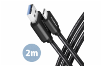 AXAGON BUCM3-AM20AB, SPEED kabel USB-C <-> USB-A, 2m, USB 3.2 Gen 1, 3A, ALU, oplet, černý