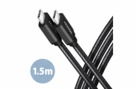 AXAGON BUCM3-CM15AB, SPEED kabel USB-C <-> USB-C, 1.5m, USB 3.2 Gen 1, PD 60W 3A, ALU, oplet, černý