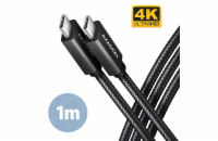 AXAGON BUCM32-CM10AB, SPEED+ kabel USB-C <-> USB-C, 1m, USB 3.2 Gen 2, PD 100W 5A, 4k HD, ALU, oplet, černý