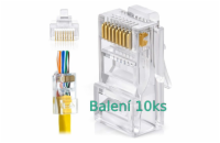 Konektor UTP RJ45EZ, Cat5e drát, licna RJ45/5SLD, průchozí síťový konektor 10ks
