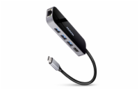 Axagon HMC-6GL AXAGON HMC-6GL, USB 3.2 Gen 1 hub, porty 3x USB-A, HDMI 4k/30Hz, RJ-45 GLAN, PD 100W, kabel USB-C 20cm