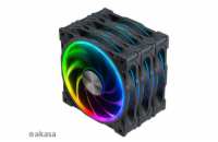 AKASA ventilátor SOHO AR, 12cm ARGB PWM fan 3pcs bundle + FLEXA FP5H AK-CBFA08-30BK + ARGB LED splitter AK-CBLD07-50BK