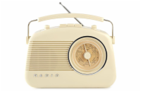 NEDIS stolní rádio/ AM/ FM/ napájení z baterie/ síťové napájení/ analogové/ 4.5 W/ BT/ výstup pro sluchátka/ béžové