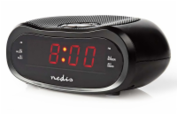 NEDIS digitální budík s rádiem/ LED displej/ AM/ FM/ funkce odloženého buzení/ časovač vypnutí/ 2 alarmy/ černý