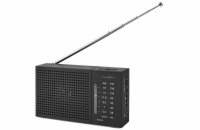 NEDIS přenosné rádio/ AM/ FM/ napájení z baterie/ analogové/ 1.5 W/ výstup pro sluchátka/ černé