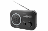 NEDIS přenosné rádio/ AM/ FM/ napájení z baterie/ síťové napájení/ analogové/ 1.8 W/ výstup pro sluchátka/ černo-šedé