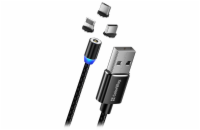 Colorway Nabíjecí Kabel 3v1 Lightning+MicroUSB+USB-C/ Magnetic/ 2.4A/ Nylon/ 1m