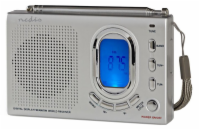 Nedis RDWR1000GY- FM Rádio Přenosné | AM / FM/ SW | Napájení z baterie/Síťové | Digitální |  1.5 W | Černá