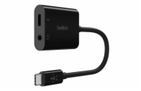 Belkin USB-C adaptér/rozdvojka 1x USB-C M/ 1x USB-C F napájení 60W + 1x 3,5mm jack, černá