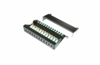 XtendLan Patch panel  s možností umístit do 10" racku, 12 portů, 1U, Cat5e, STP, LSA, s krytem, černý