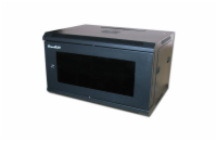 XtendLan 19" nástěnný rozvaděč 6U 600x450, nosnost 60 kg, skleněné dveře, svařovaný, černý