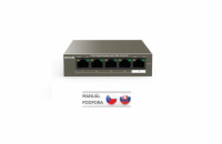 Tenda TEG1105P-4-63W - PoE AT Switch 63Watt, 5xRJ45 GLAN, Switch s 4xPoE 802.3at, 10/100/1000 Mbps,Kov