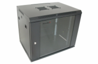XtendLan 9U/600x450, na zeď, jednodílný, skleněné dveře, černý