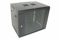 XtendLan 19" nástěnný rozvaděč 9U 600x450, nosnost 60 kg, skleněné dveře, svařovaný, černý