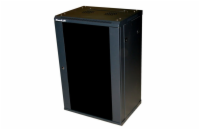 XtendLan WS-22U-64-BLACK-P Rozvaděč, 19", na stěnu, jednodílný, 22U, 600 x 450, celoskleněné dveře, kouřové sklo, rozložený, nosnost 60kg, černý WS-22U-64-BLACK-P XtendLan 22U/600x450, na zeď, jednodí
