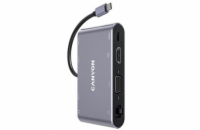 CANYON replikátor portů DS-14 8v1, 1xUSB-C PD 100W, 1xHDMI (4K), VGA, 3xUSB-A 3.0, RJ45 Gb, 3.5mm jack