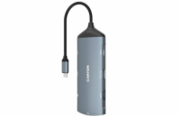 CANYON replikátor portů DS-15 8v1, 1xUSB-C PD 100W, 1xHDMI (4K), VGA, 2xUSB-A 3.0, 1xUSB-A 2.0 RJ45 Gb, 3.5mm jack, SD/m