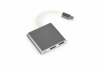 GEMBIRD Multi-adapter USB typu C, šedý