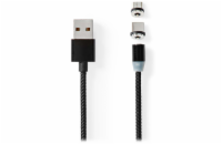 NEDIS USB 2.0 kabel/ USB-A Zástrčka - USB micro-B zástrčka/USB-C zástrčka/ magnet konektory/ černý/ blistr/ 2 m