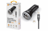 ALIGATOR 3.4A, 2xUSB, smart IC, černá, USB kabel pro iPhone/iPad