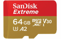 SanDisk micro SDXC karta 64GB Extreme Action Cams and Drones (170 MB/s Class 10, UHS-I U3 V30) + adaptér