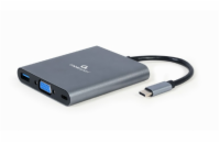 Gembird A-CM-COMBO6-01 CABLEXPERT Kabel USB-C 6-in-1 multi-port adapter (Hub3.1 + HDMI + VGA + PD + čtečka karet + stereo audio)